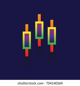 icon Colorful bar graph chart. Business illustration isolated sign symbol thin line for web, modern minimalistic flat design vector on blue background