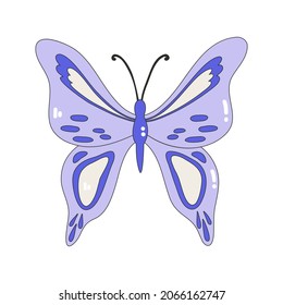 The icon of a colorful butterfly. Nostalgia for the 2000 years. Y2k style. Simple flat linear vector illustration of a butterfly isolated on a white background.