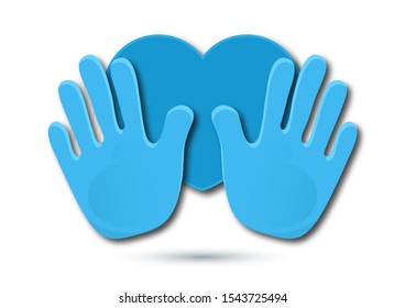 Icon. Colorful design of united loving hands. Hand giving a heart, happy valentines day. Vector illustration for your design.