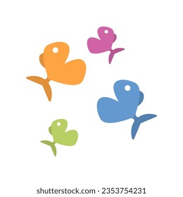icon of colorful fishes on a white background, vector illustration