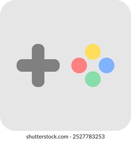 Icon with colorful game buttons.