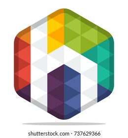 icon colorful hexagon logo with combination of the initials of the letter H