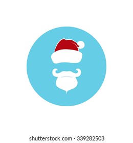 Icon Colorful  Santa Claus , Santa Claus  with a Beard, Mustache and Hat without a Face, Icon of  Christmas Decorations,   Vector Illustration