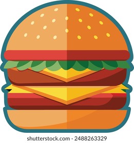 Icon of Colorful Tasty Burger, Burger cartoon, vector, Illustration