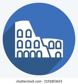 Icon Colosseum. suitable for education symbol. long shadow style. simple design editable. design template vector. simple illustration