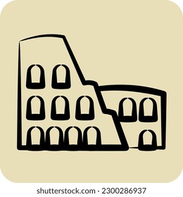 Icon Colosseum. suitable for education symbol. hand drawn style. simple design editable. design template vector. simple illustration