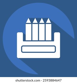 Icon Colour Pencil. related to Kindergarten symbol. long shadow style. design editable