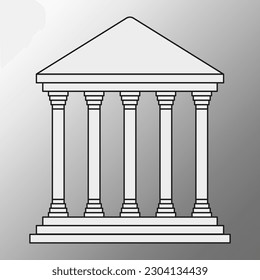 Icon with columned roof. Vector illustration.
