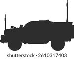 Icon of a combat armored off-road vehicle, black silhouette, combat All-Terrain Vehicle.