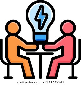 An icon combining a brain and light bulb, signifying inspiration, knowledge sharing, and collective intelligence for leadership and innovation logo concepts.
