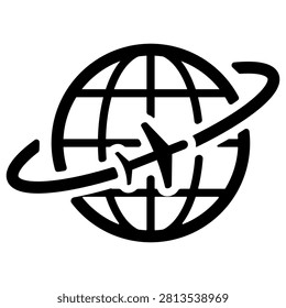 An icon combining a globe and an airplane, representing travel or logistics.