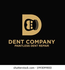 icon combining the letter d with a tool to repair a dented car, a logo template for a dented car repair service with a name starting with the letter d. 