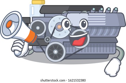 An icon of combustion engine having a megaphone