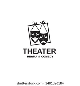 icon of comedy and tragedy theatrical masks isolated on white background