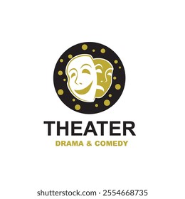 icon of comedy and tragedy theatrical masks isolated on white background