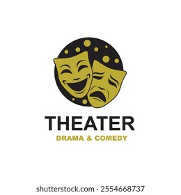 icon of comedy and tragedy theatrical masks isolated on white background