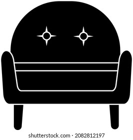 Icon comfortable chair for home and office, black silhouette. Highlighted on a white background. Vector illustration. A series of business icons.