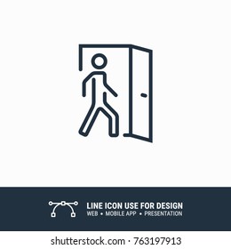 Icon coming, enter, entrance, house door, room graphic design single icon vector illustration