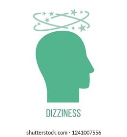 Icon of common symptom of panic disorder - dizziness. Vector