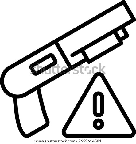Icon communicate dangers or warnings regarding firearms, particularly guns with the potential for accidents, or warnings against the ownership or use of firearms.