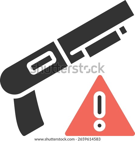 Icon communicate dangers or warnings regarding firearms, particularly guns with the potential for accidents, or warnings against the ownership or use of firearms.
