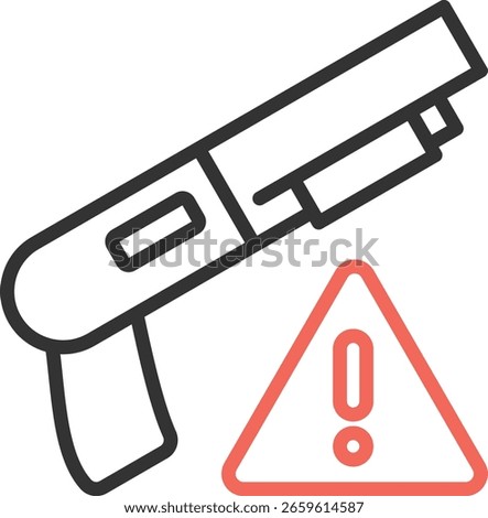 Icon communicate dangers or warnings regarding firearms, particularly guns with the potential for accidents, or warnings against the ownership or use of firearms.