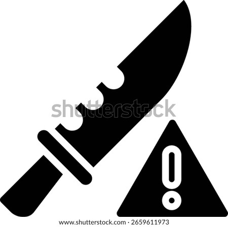 Icon communicating danger or warnings regarding bladed weapons explicitly indicate the threat or danger posed by sharp weapons.