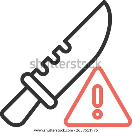 Icon communicating danger or warnings regarding bladed weapons explicitly indicate the threat or danger posed by sharp weapons.