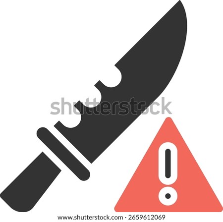 Icon communicating danger or warnings regarding bladed weapons explicitly indicate the threat or danger posed by sharp weapons.
