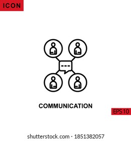 Icon communication. Outline, line or linear vector icon symbol sign collection for mobile concept and web apps design.
