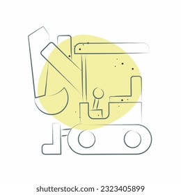 Icon Compact Excavator. related to Construction Vehicles symbol. Color Spot Style. simple design editable. simple illustration