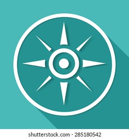 Icon Compass on white circle with a long shadow