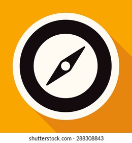 Icon Compass on white circle with a long shadow