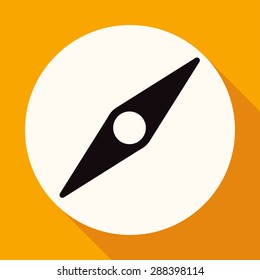 Icon Compass on white circle with a long shadow