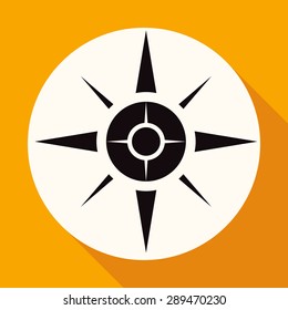 Icon Compass on white circle with a long shadow