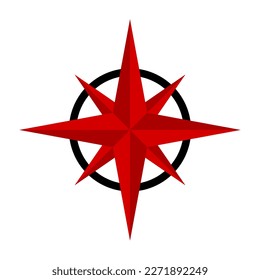 Icon Compass Vector 3D Red Color