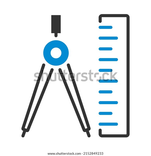 Icon Of Compasses And Scale.\
Editable Bold Outline With Color Fill Design. Vector\
Illustration.