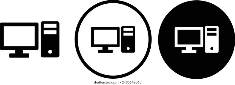 icon computer black outline for web site design 
and mobile dark mode apps 
Vector illustration on a white background