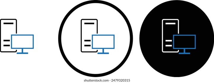 icon computer black outline for web site design 
and mobile dark mode apps 
Vector illustration on a white background