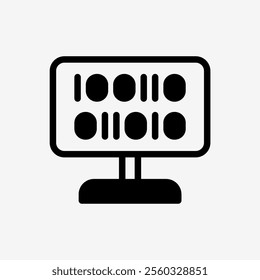Icon Computer desktop with binary code. Technology and system concept, Semi Solid style.