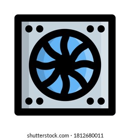 icon computer fan with style filled flat