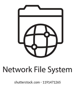 Icon of a computer file with a globe depicting network file system