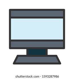 Icon computer in lineal color style. vector illustration and editable stroke. Isolated on white background.