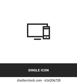 icon computer mobile sync outline black single icon graphic design