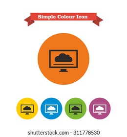 Icon of computer monitor with cloud screensaver