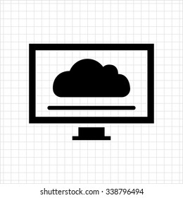 Icon of computer monitor with cloud screensaver