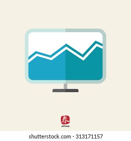 Icon of Computer monitor with histogram on screen