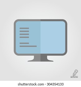 Icon of computer monitor with text on screen 