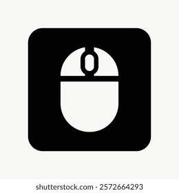 Icon of a computer mouse in black and white. Simple mouse design, perfect for tech themes. Computer mouse symbol for digital use. Simple icon vector element.