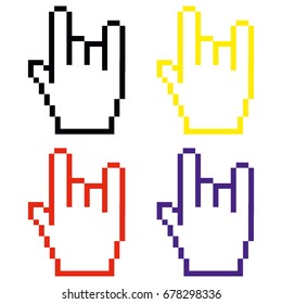 Icon for a computer mouse human hand with two fingers raised different colors.